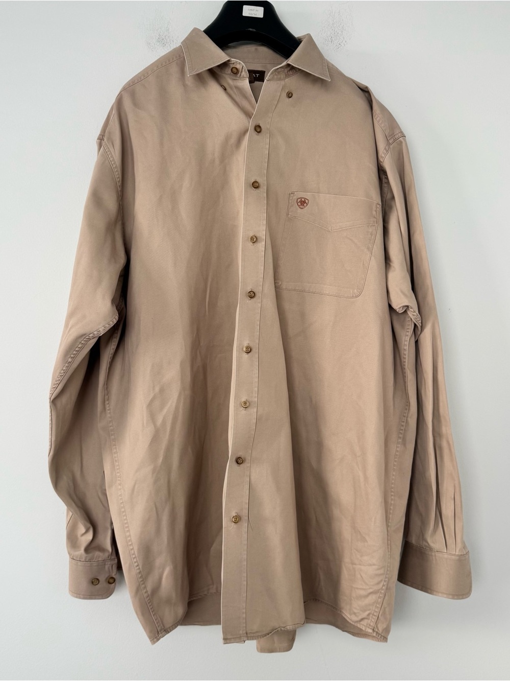 Ariat Solid Twill Long Sleeve Shirt Mens XXL Tall Khaki Tan Classic Fit Workwear